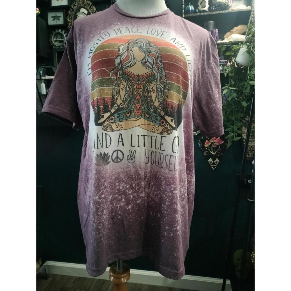 Meditation funny bleached t shirt